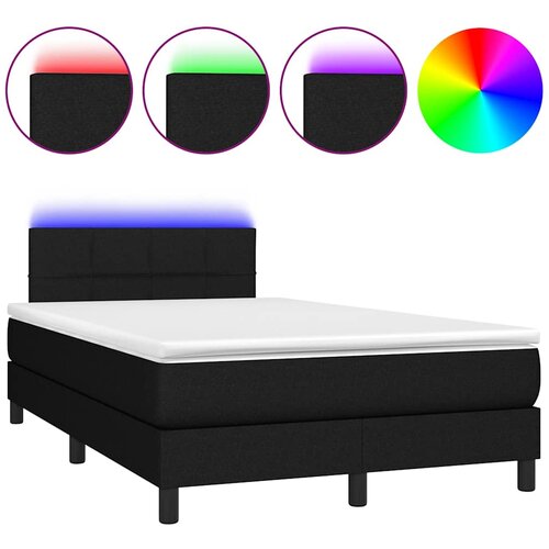  Krevet box spring s madracem LED crni 120 x 200 cm od tkanine Slike