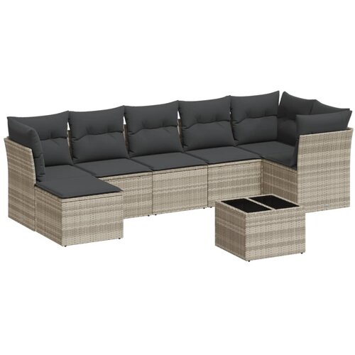  8-dijelni set vrtnih sofa od poliratana s jastucima svjetlosivi Slike