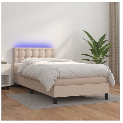  Box spring postelja z vzmetnico LED kapučino 90x200 cm Cene