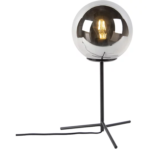 QAZQA Art deco namizna svetilka črna z dimnim steklom 45,5 cm - Pallon