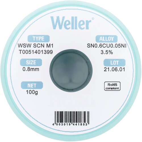 Weller wsw scn M1 L&amp;Ouml;TDRAHT 0\,8MM 100g spajkalna palica Sn0\,7Cu 100 g 0.8 mm, (20428778) Slike