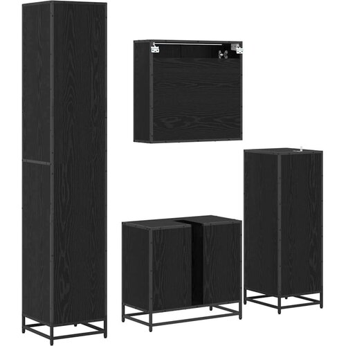 VidaXL set namje&amp;scaron;taja za kupaonicu 4 pcs crni hrast 65 x 33 x 60 cm Slike
