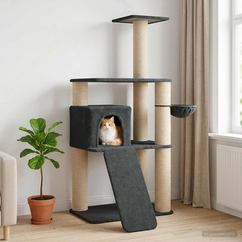  Mačje drvo s sisalnim postoljima za grebanje Tamnosiva 173 cm Cene