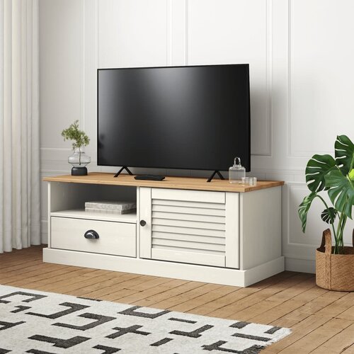 TV ormarić VIGO bijeli 106 x 40 x 40 cm od masivne borovine Slike