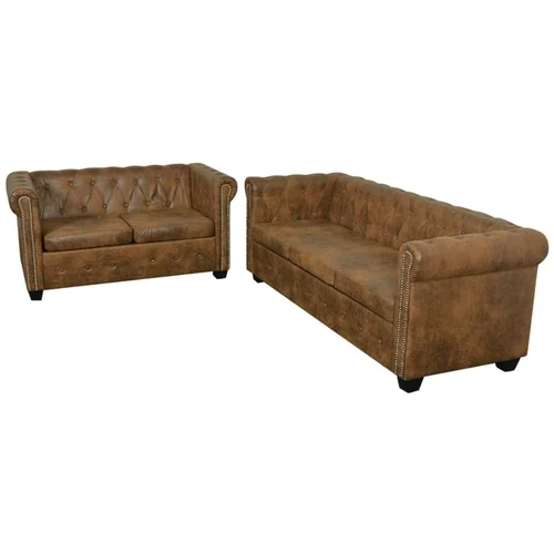 Maison Chic Chesterfield kavč - Sofa - Kanape dvosed in trosed rjave barve, (21727383) Maison Chic Chesterfield kavč - Sofa - Kanape dvosed in trosed rjave barve, (21727383)