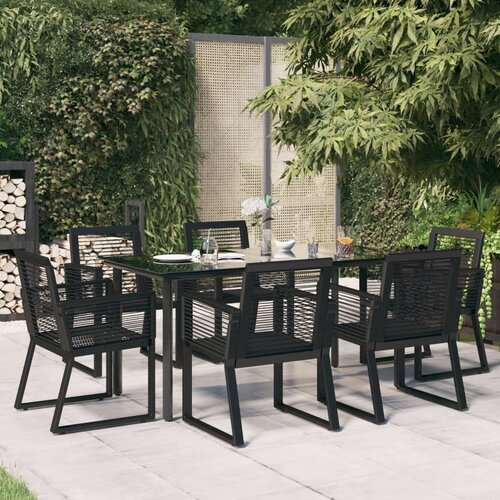  7-dijelni vrtni blagovaonski set od PVC ratana crni Cene