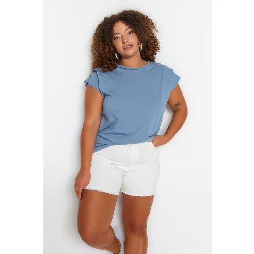 Trendyol Curve Plus Size T-Shirt - Blue - Relaxed fit