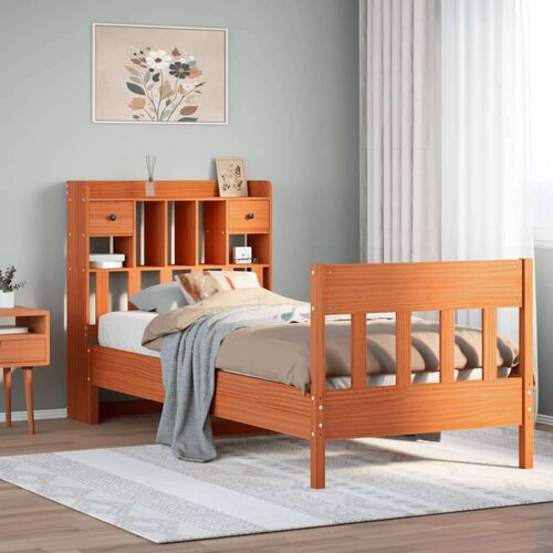 vidaXL Posteljni okvir brez vzmetnice voščeno rjav 90x190 cm borovina Cene