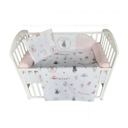 Baby Textil komplet posteljina za krevetac Retro Mede, Roze Slike