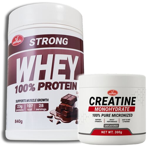 Olympic Strong 100% Whey Protein Čokolada 840g + Creatine Monohydrate 300g Cene