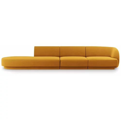 Micadoni Home Senf žuta baršunasta sofa 302 cm Miley –