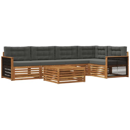 vidaXL Zunanja garnitura za sedenje 6 pcs Naravna in antracitna, (5000280329) Cene
