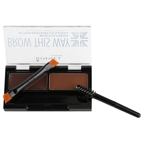 Rimmel London Brow This Way paleta za ličenje obrvi odtenek 003 Dark Brown 1,3 g Slike