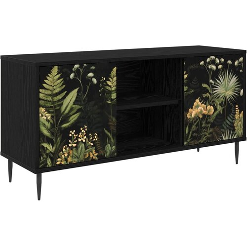 vidaXL TV ormar RHENEN 102 x 33 x 51 cm Crni hrast Konstruirano drvo - Tropski uzorak džungle Cene