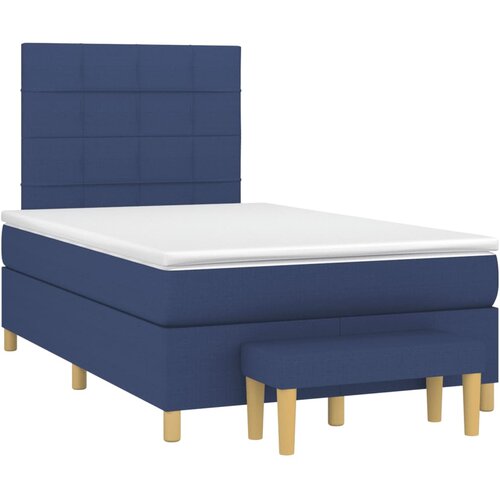 VidaXL Box spring postelja z vzmetnico modra 120x190 cm blago, (21111921) Slike