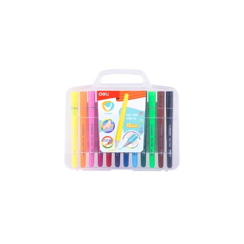 Deli FLOMASTERI JUMBO 1/12 U PVC KOFERČIĆU 5.0mm EC10604 Slike
