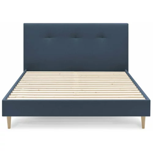 Bobochic Paris Tamnoplavi tapecirani bračni krevet s podnicom 180x200 cm Tory -