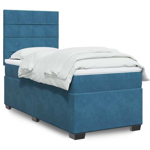 vidaXL Box spring postelja z vzmetnico modra 100x200 cm žamet Cene