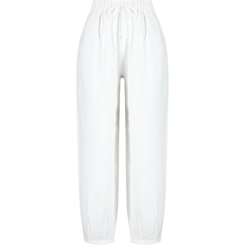 Trendyol Ecru Woven 100% Cotton Trousers Cene
