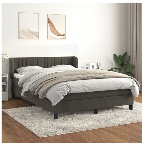  Box spring postelja z vzmetnico temno siva 140x200 cm žamet Cene