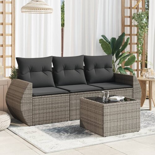  4-dijelni set vrtnih sofa od poliratana s jastucima sivi Cijene