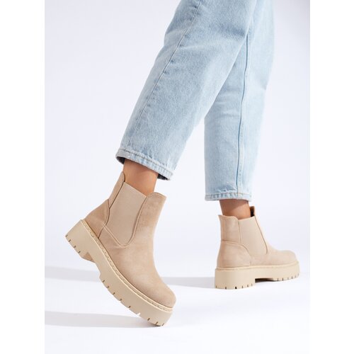 SHELOVET Beige suede ankle boots for women Chelsea boots Slike