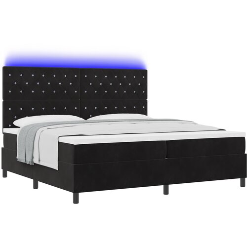 vidaXL Postelja s vzmetnico in LED črna 200x200 cm žamet, (22050848) Cene