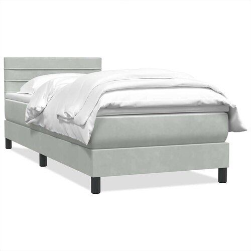 Box Spring krevet s madracem svijetlo sivi 80x220 cm samt Slike