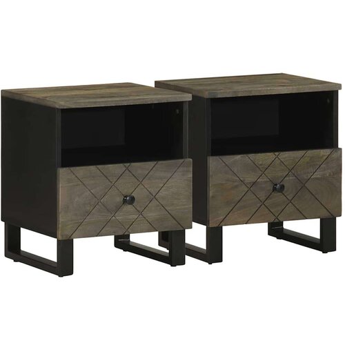  Nočna omarica 2 kosa črna 40x33x46 cm trden mangov les, (21780153) Slike