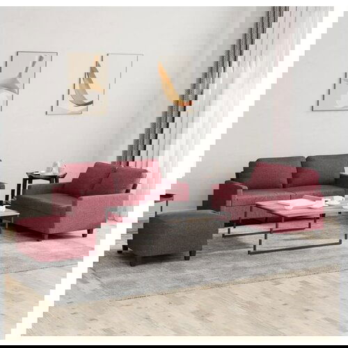 VidaXL 3-dijelni set sofa s jastucima crvena boja vina od tkanine Slike