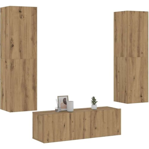  3-dijelni zidni TV ormarić Artisan hrast izrađen od drveta Slike