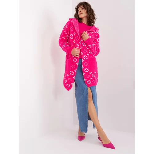 Fashion Hunters Fuchsia women's cardigan with patterns