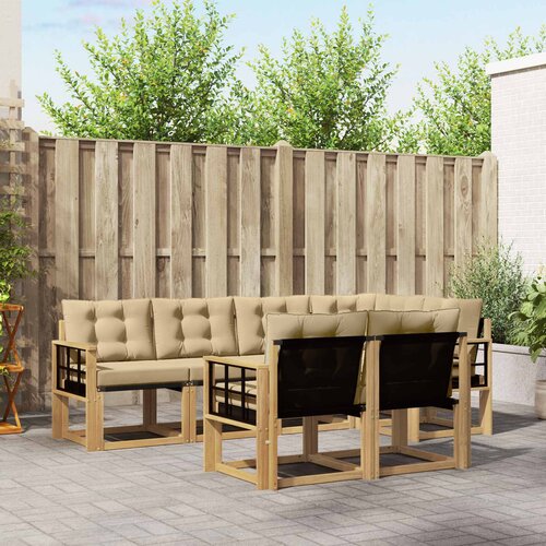  Set vanjskih sofa 7 kom. Bijela i bež Smeđa 247 x 128,5 x 73 cm Cene
