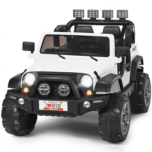  2-sjedni dječji auto s daljinskim upravljačem, 3-stupanjski električni automobil, dim. 123 x 80 x 80 cm bijeli Slike