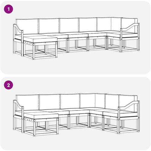  Set vanjskih sofa 7 kom. Bijela i antracit Poliester Smeđa 304 x 126,5 x 73 cm Slike