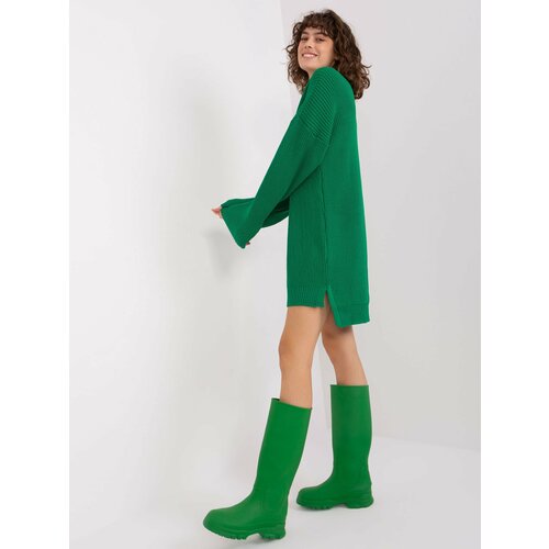 Fashion Hunters Green women's knitted dress Slike