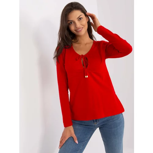 Fashion Hunters RUE PARIS red basic blouse with long sleeves