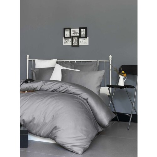  de dark grey dark grey satin single xxl quilt cover set (de) Cene