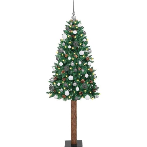 VidaXL Ožja jelka z dekorativnimi lučmi Zelena 77 x 77 x 210 cm PVC Slike
