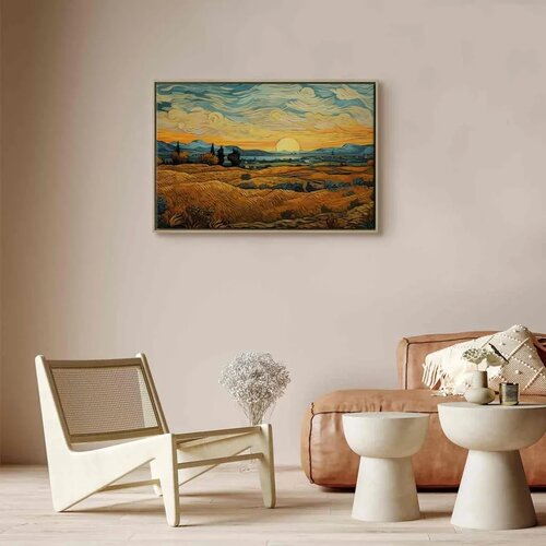  Slika - Impressionistic fields - painted golden landscape with fields of grain 60x40 Cene