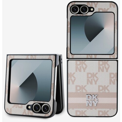 Dkny PU Leather Checkered Pattern and Stripe Samsung Galaxy Z Flip 6 Pink Ovitek za telefon Vijolična Cene