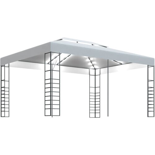 VidaXL Paviljon z LED lučkami 4x3x2,7 m bel Slike