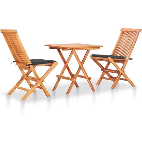  3-dijelni bistro set s antracit jastucima od masivne tikovine Cene