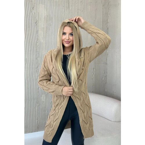 Kesi Camel-colored hooded cardigan Cene