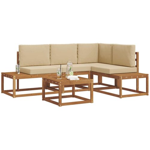  Set vanjskih sofa s jastukom 5 Komad Prirodna i bež Slike