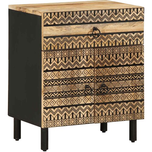 VidaXL Krevetni ormarić crni 50x33x60 cm Puno grubo drvo Mango Slike