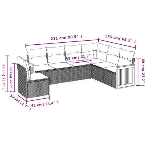 VidaXL 6-dijelni set vrtnih sofa s jastucima bež od poliratana Slike