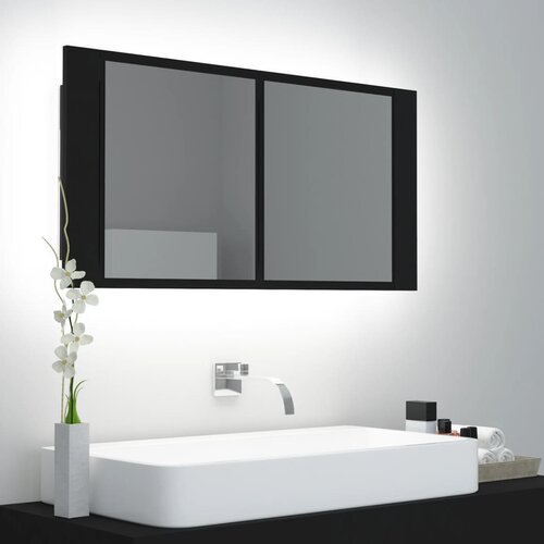Furnova LED kopalniška omarica z ogledalom črna 90x12x45 cm akril, (21947354) Cene