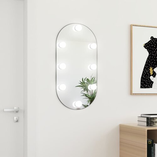 vidaXL Ogledalo z LED lučkami 80x40 cm stekleno ovalno Cene