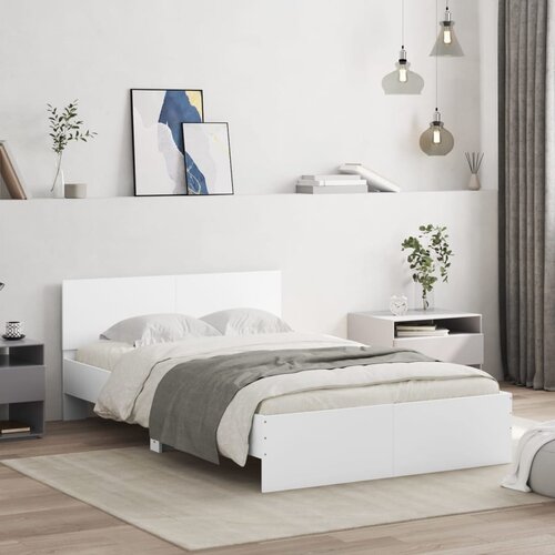 VidaXL Posteljni okvir z vzglavjem bel 120x190 cm Slike